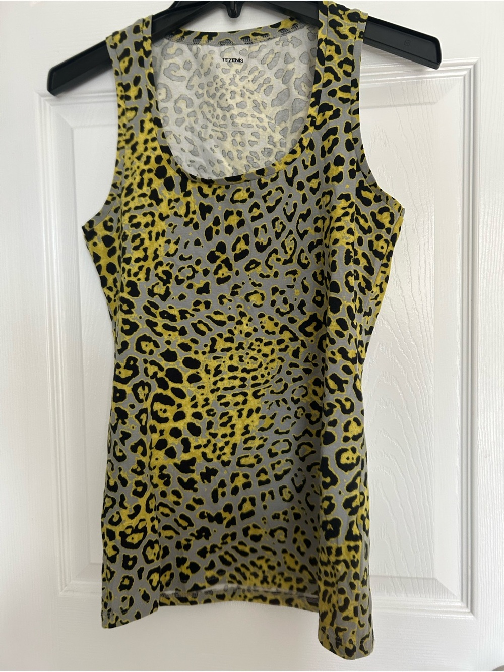 TEZENIS Yellow Leopard Print Scoop Neck Tank Top